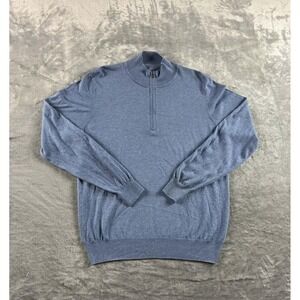 Faherty Movement Quarter Zip Sweater Mens Medium Blue Mock Neck Lightweight READ